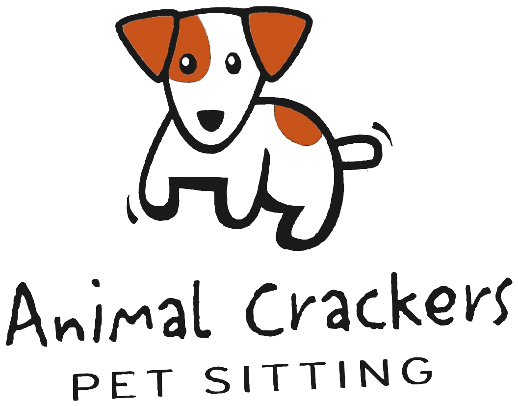 Animal Crackers Pet Sitting logo: a happy spotted dog wagging its tail